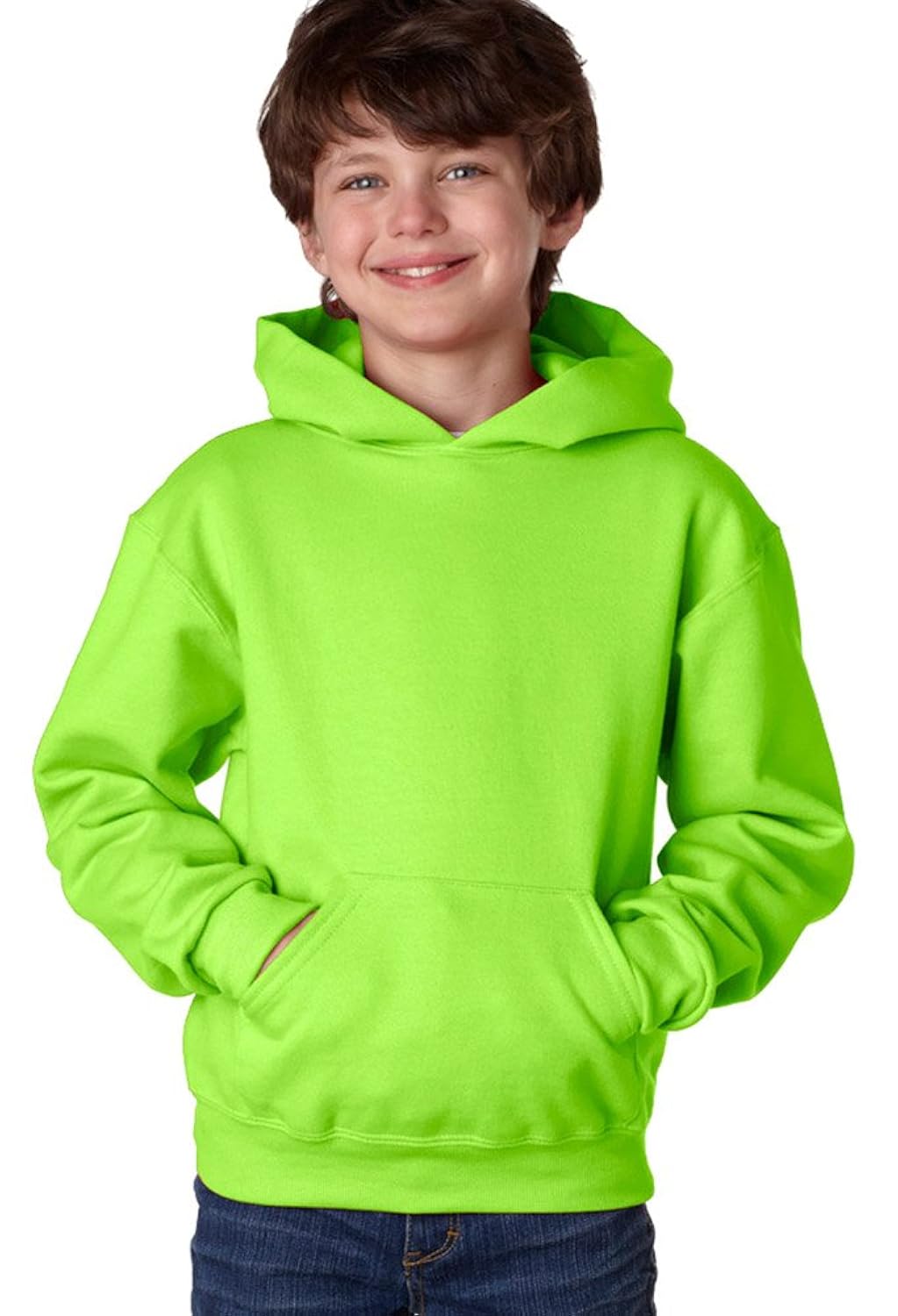 50/50 nublend fleece pullover hood (996y)- neon green,l
